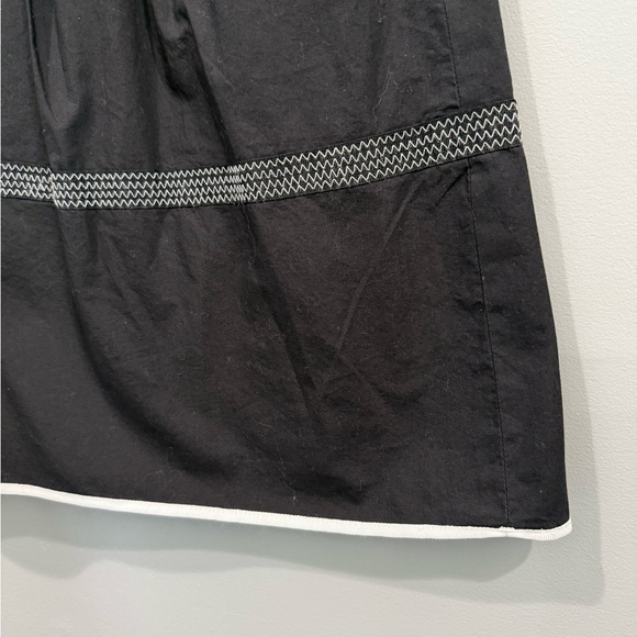 Talbots Black A-Line 100%cotton Skirt with White Trim - Size 14 - Picture 6 of 9